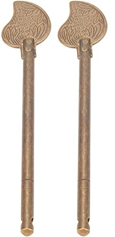 2 Stück Messing Türriegel Verriegelungsstift 11 cm Blattform Schrankschlüssel Riegelbolzen für Schranktür Kleiderschrank Haushalt Sicherheitsverschluss