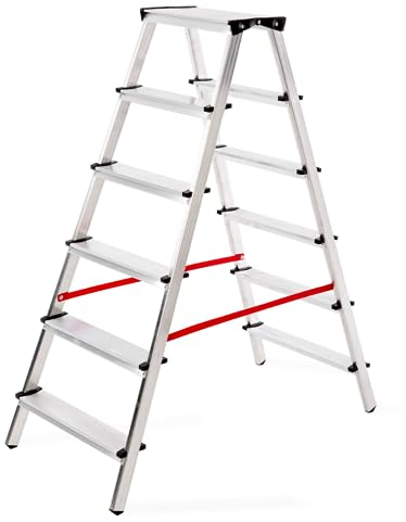 Aluminium Double-Sided Step Ladder 3 4 5 6 7 8 Tread (2X6-125)
