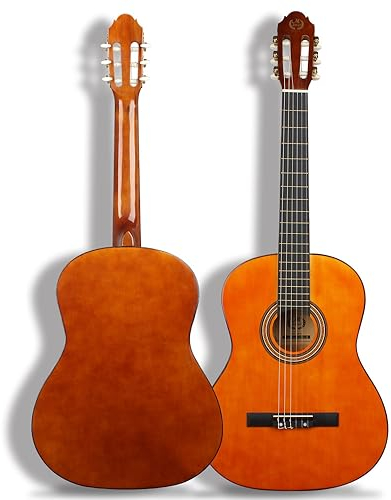 38 Konzertgitarre, Basswood Wrapped Abgerundete Gitarre, Klassische Gitarre, Akustische Gitarre, Klassische Akustikgitarre, Erwachsene Spieler Grade Gitarre, Zupfinstrument, Musikinstrument (Orange)