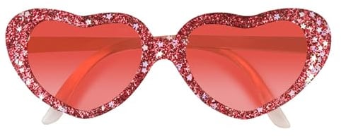 PARTY DISCOUNT NEU Brille Herzform, mit Glitzer, rot