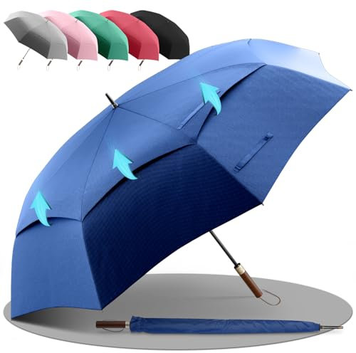 LOGAN & BARNES Stockschirm sturmfest [Ø120 cm] mit hochwertigem Echtholzgriff - XXL Regenschirm für 2 Personen - Regenschirm Groß - Modell CHICAGO