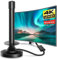TV Aerial Indoor - Digital Indoor TV Aerial for TV, Freeview Aerial Indoor UK with Booster, 360°& 250+ Miles Long Range Reception & Strong Magnetic Base Support 4K 1080P All Local Channels