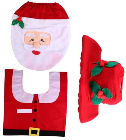 CAXUSD Wohnkultur 1 Set Flanell Flanell Zum Dekorieren Von Toilettendeckeln Wc Flanellbezug Weihnachten Bodenmatte Dekoartikel Taschentuchbox Teppich Jesus Dekorationen