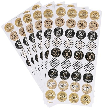 Operitacx Aufkleber für 50 Jahre, Geburtstag, 50 Stück, selbstklebend, dekorativ, für Geschenke, Verpackung, Süßigkeiten, kreatives Zubehör, Party, 0,79 Zoll