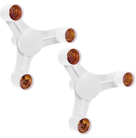 Uonlytech E27 Douille, Accessoire pour Lampe, Support de Lampe à 3 Têtes, Support de Conversion D'éclairage, Blanc, 2 Pièces, Installation Simple pour Usage Domestique