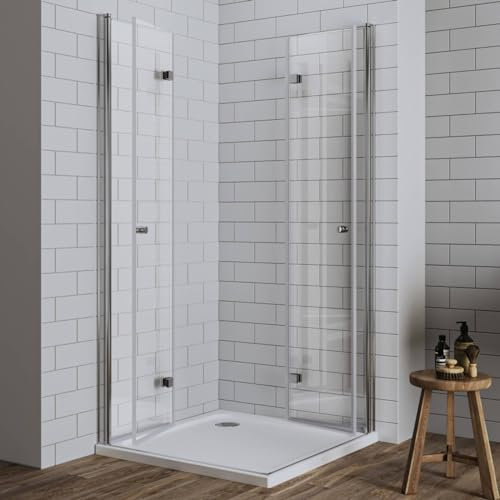 LUXESPIRE Duschkabine 100x100cm Eckeinstieg mit 180° faltbarer Tür Duschtür Falttür Duschabtrennung Duschwand 6mm ESG Sicherheitsglas Eckdushe Höhe 185cm