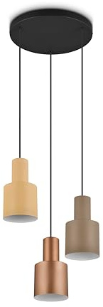 lightling Modern Pendellampe Guido 3-flammig, mehrere Schirmfarben, Höhe anpassbar, exkl. 3 x E27 max. 40W, Metall, Ø 37 cm, Höhe 150 cm