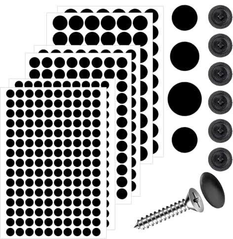 580 Pcs Screw Cap Stickers and 100 Pcs Plastic Screw Cap Screw Covers Screw Covers Caps Self Adhesive Screw Hole Stickers for Wood Screws Wall Furniture Cabinets (Black)