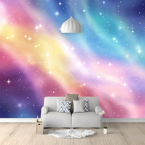 Vlies Tapeten Wandtapete Bunt, Traum Regenbogen Farbverlauf Wandposter, Extra Große Fototapete für Wohnzimmer & Schlafzimmer, 200x140cm Moderne Wandkunst