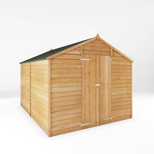WALTONS 10 x 8 Overlap Storage Shed | Apex Roof | 7mm Overlap Cladding | Wooden Garden Storage Shed | 10 Year Anti Rot Guarantee | 10 x 8 10ft 8ft | Window or Windowless (Windowless)