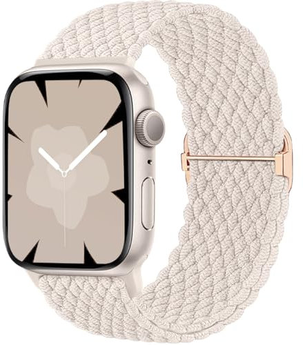 Ynitec Geflochtenes Loop Armband Kompatibel mit Apple Watch 40mm 41mm 38mm 42mm (Series 10), Elastisches Nylon Stoff Armbänder Damen Herren-Sport Band für iWatch 10 9 8 7 6 5 4 3 2 1 SE, Polarstern