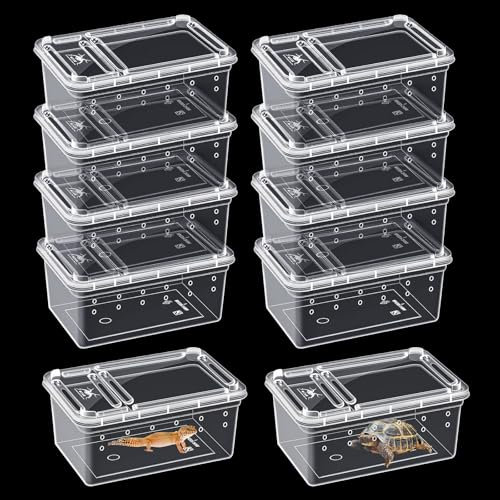 Reptilien-Futterbox, transparent, Tier-Lebensraum, Käfig, Spinne, Terrarium, Kunststoff-Brutbox für Reptilien, Schildkröte, Spinne, Frosch, Skorpion, Schlange (5 x 10 x 6,5 cm)