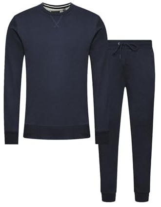 BRAVE SOUL Blank Tracksuit Sweatshirt & Joggers Set-Navy-Medium