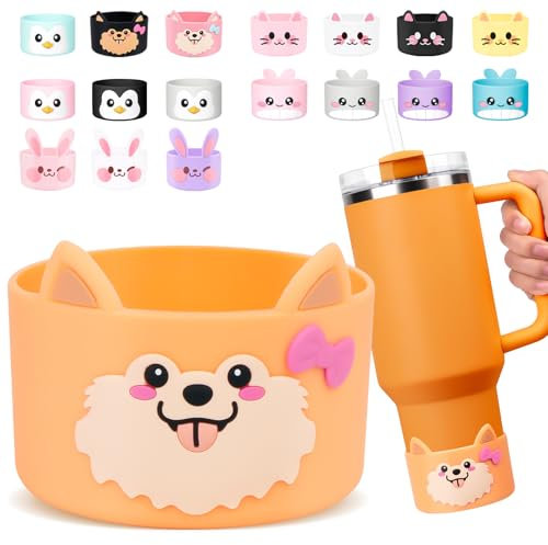 Tizuxa Dog Silicone Boot for Stanley Cup 40oz, 30oz, 20oz, 24-36oz, 12-24oz, 12-30oz Water Bottles & Travel Mugs, Scratch & Dent Protection, Noise Reduction, Orange