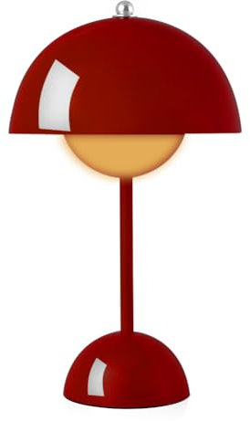 Tischlampe Dimmbar , Pilz Lampe Wireless- Flowerpot Table Lamp,led lampe dimmbar tischlampe,3 einstellbare Lichtfarben,Wiederaufladbarer interner Akku mit USB-Ladekabel, [Energieklasse A] (Rotwein)