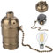 NASSMOSSE Presa leggera a catena a trazione, presa lampada filo a vite con catena a trazione, supporto per lampada in metallo vintage per lampadine E26 E27, bronzo