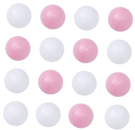 OFFIGAM 100 Stück Ozeanbälle Für Kinder Dicke Freie Kunststoffbälle in Rosa Und Weiß Kinderspielzeug Für Garten Haus Und Badewanne