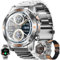 ZPIMY 1,46 AMOLED Reloj Inteligente Mujer con Llamada y Whatsapp, Batería de 400 mah, 5ATM Impermeable Reloj Smartwatch 123 Deportivo Hombre con Monitor Sueño, Pulsómetro Android iOS (Plateado)