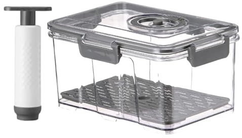 Générique Boites Alimentaires Sous Vide, 2,5 L Boîte de Conservation Sous Vide avec Pompe à Main, Récipient Sousvide Alimentaire, Organisateur de Réfrigérateur