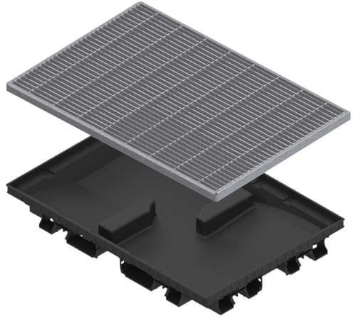 Fußmatte 60x40 cm mit Bodenwanne und verzinktem Gitter – robuster Schuhabstreifer für Eingangsbereich, Haus, Terrasse, Garage – selbstreinigend – für Innen- und Außenbereich