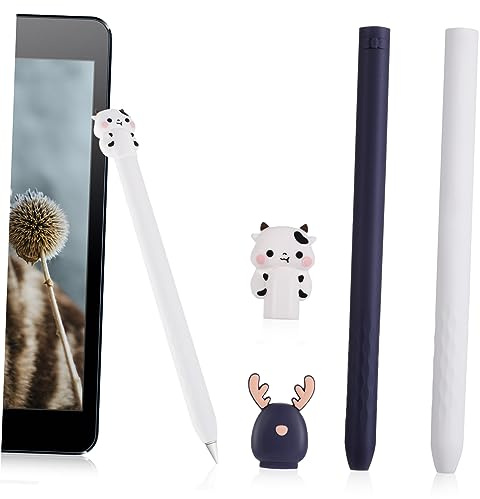 DIYEAH 2 Stück Silikon Stiftabdeckung 2 Generation Kreative Tiermotiv Hülle rutschfest Kompatibel für Stylus Stifte Leicht und Praktisch für Büro und Zuhause