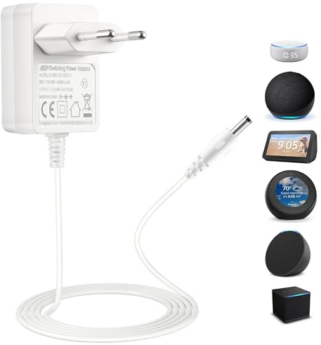 15W Netzteil Compatible with Echo Dot 3/4 Gen Echo Dot mit Uhr 3/4 Gen Echo Dot Kids Edition 3/4 Gen Echo Show 5 (1/2 Gen.) Echo Spot Fire TV Cube. 12V/1.25A Ladegerät Netzadapter 1.8M Weiss