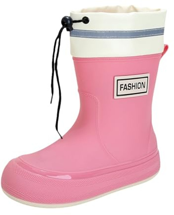 Botas de lluvia para mujer, resistentes al agua, multicolor, caña ancha, impermeables, antideslizantes, para jardín, descalzo, botines de lluvia, media altura, resistentes al agua, Rosa., 39 EU