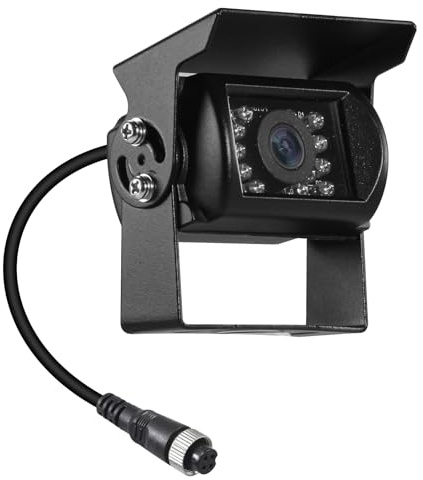 Rückfahrkamera, HD 18 Infrarot LEDs Nachtsicht Rückfahrkamera mit 4 Pin Aviation Stecker, IP68 wasserdicht, 100° Weitwinkel, geeignet für LKW/Anhänger/Busse/Lieferwagen (9-36 V)