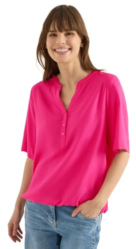 Cecil Damen Bluse mit Split Neck und Elastiksaum