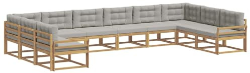 vidaXL Outdoor-Sofagarnitur mit Kissen 10 pcs Weiß und Hellgrau, Moderner Garten-Sofa, strapazierfähige Lounge, Elegantes Patio-Sofa, Sitzplatz im Garten, Möbel für Poolbereich