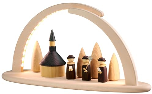 Seiffener Volkskunst | LED Lichterbogen Schwibbogen 42x21cm | Original Erzgebirgische Volkskunst | 15372 | Weihnachten Weihnachtsbogen | Seiffener Kirche