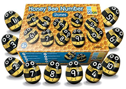 Yellow Door Honey Bee Number Stones | Maths Toy for Kids Age 2 3 4 5 | Early Educational Toys for Counting 1-10 | Addition, Subtraction, Subitising, Sequences, Bonds, Numerals
