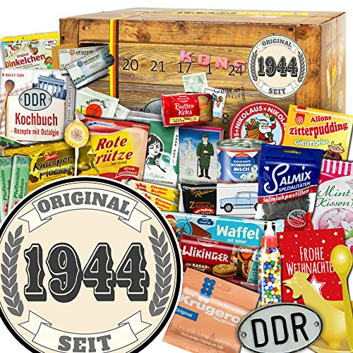 DDR Adventskalender 2026 - Ostalgie Geschenk mit 24 Produkten & Schokolade | Ampelmann , Rotstern, Sandmann , Krügerol , DDR-Kochbuch , Liebesperlen, Mühlhäuser Konfitüre , Salmiak Pastillen