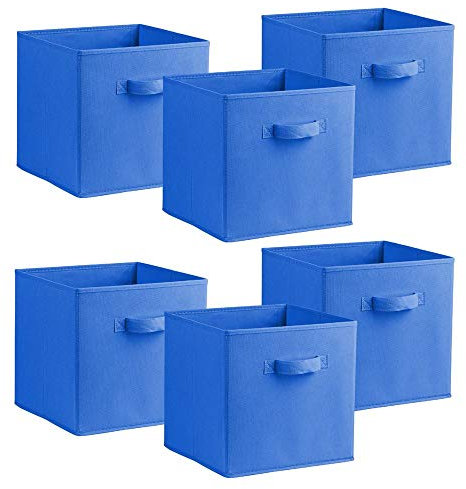 Urban Living Multi Purpose 31cm Cubic Storage Box Collapsible Organiser Storage Cube Basket Bin for Clothes, Toys, Books, DVDs, Bedding, Towels and More... (Blue x6)