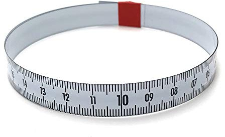 Skalenbandmaß 5m - Bezifferung von rechts nach links - Stahl weiß lackiert - Breite: 13mm, mit Duplexteilung - Gehrungsband Anschlagband Rollbandmaß Lineal
