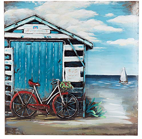 Vintage-Line Handgefertigtes Metallbild 3D-Optik Verschiedene Größen Kunst Bild Wandbild (Metallbild Bicycle (ca. 80x80 cm))