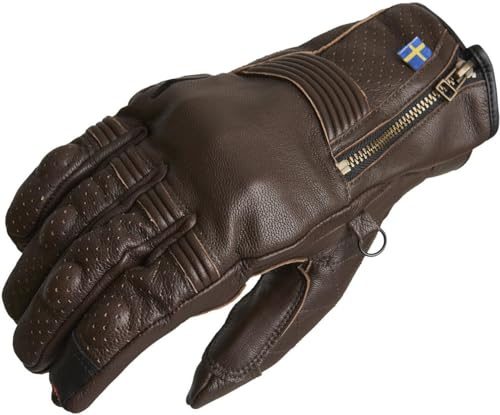 Halvarssons Hofors perforierte Motorrad Handschuhe, braun, 10