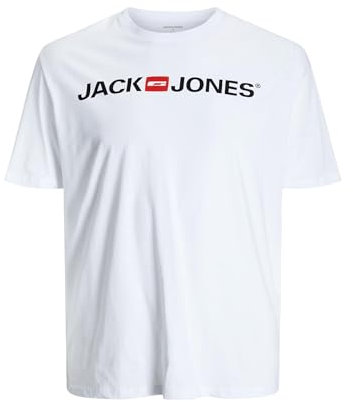 JACK & JONES Herren Rundhals T-Shirt JJECORP Logo - Slim Fit Plussize XXL-8XL, Größe:4XL, Farbe:White 12184987