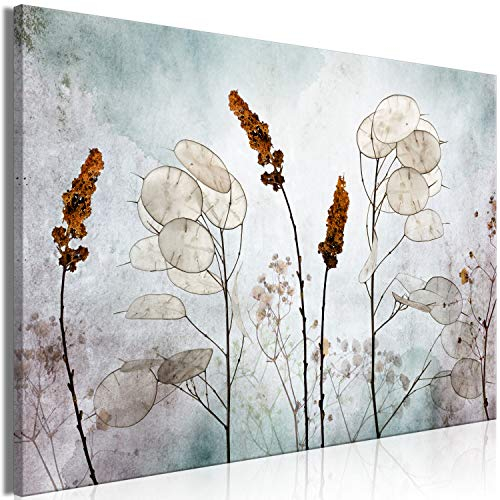 B&D XXL - Leinwand Bilder Abstrakt 60x40 cm Vlies Leinwandbild 1 tlg Kunstdruck modern Wandbilder Groß XXL Wanddekoration Design Wand Bild - Natur Wiese Feld Blätter Textur b-C-0811-b-a
