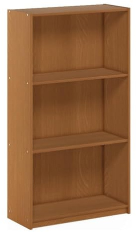 Furinno BASIC 3-Tier Open Shelves Bookcase, Book Shelf, Natural Oak | 23.62 x 55.37 x 100.33 cm, Modern Bookshelf, for Living Room, Bedroom, Home Office