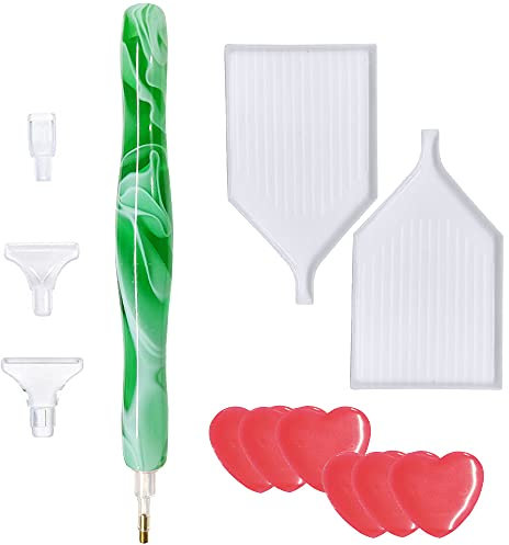 Rayong Diamond Painting Pen Beautifully 5D Resin Diamond Painting Pen Diamond Art Pens with Painting Glue Clay and Clay Boxes for DIY Crafts Sewing Cross Stitch Accessories, Crystal Drill Bead