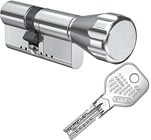 EVVA Akura 44 Knaufzylinder 30/30K inkl. 5 Schlüssel | modularer Türzylinder mit Kopierschutz Bohrschutz Ziehschutz Pickingschutz | Patentschutz bis 2037 | Sicherungskarte (Einzelschließung)