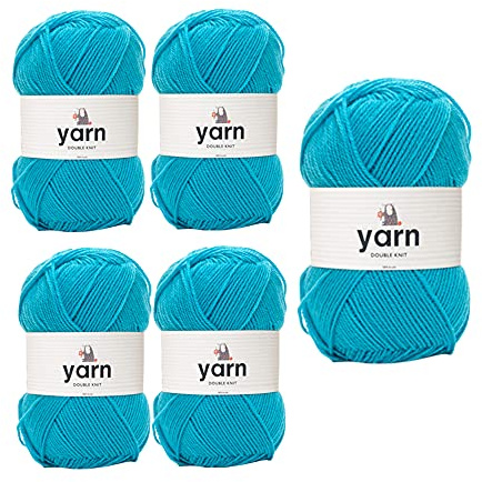 Korbond DK Yarn 5x100g 1450m, Knitting & Crochet, Turquoise | Turquoise | 5 x 100g Balls | Approx. 1,450m Total | 100% Acrylic