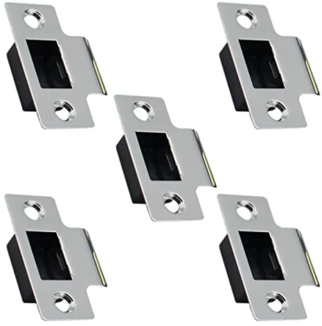 Strike Plate Polished Chrome Latch Door Frame + Dust Box + Matching Screws (5)