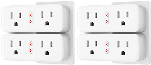 Smart Outlet Extender Surge Protector Dual Smart Socket Work with Alexa and Google Home, Mini Wi-Fi Plugs Control Independently Or Together,10A, No Hub Required, Fcc Listed (4 Pack), White