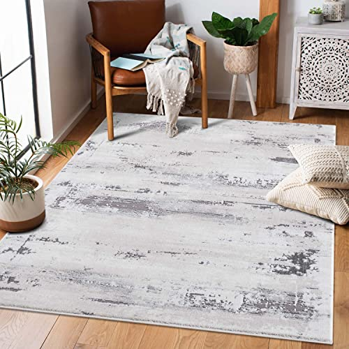 carpet city Teppich-Läufer Wohnzimmer - 80x300 cm Kurzflor Grau - Meliert Vintage Muster - Moderne Flur-Teppiche Flachflor - Deko Schlafzimmer