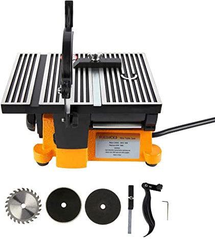 Fullhold - Mini Table Saw, 10 cm, 60 W, DIY Mitre Saw for Cutting Copper, Aluminum, Stone, Wood, Glass and Plastic (L x W x H): 190 x 142 x 155 mm