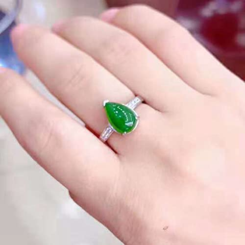 yesTGE Echter grüner Jade-Perlenring aus 925er Sterlingsilber, natürlicher Smaragd, Hetian-Jaspis, Bandringe, freie Größe für Männer und Frauen