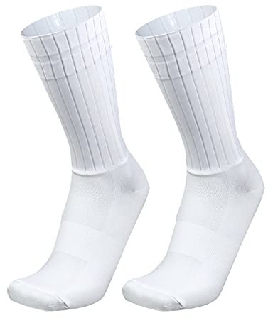 PRIOKNIKO Calzini Da Uomo Divertenti Calze A Compressione Da Uomo Calze Antiscivolo In Silicone Aero White Calze Da Corsa Sportive, Bianche, Taglia Unica 39-45
