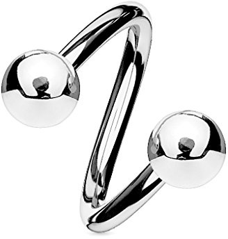 viva-adorno Lippenpiercing Chirurgenstahl Labret Spirale Twister Doppelkugel Größen Z400